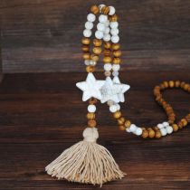 Fashion Turquoise Five Corners Wood Beads Tassel Necklace