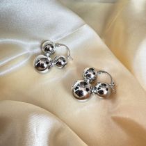 Fashion Silver Gold-plated Copper Large And Small Ball Earrings
