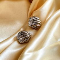 Fashion Silver Gold-plated Copper Geometric Pleated Earrings
