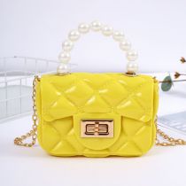 Fashion Yellow Pvc Diamond Flap Crossbody Bag