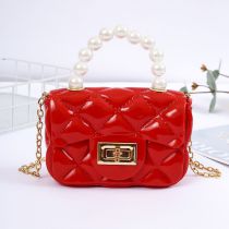 Fashion Red Pvc Diamond Flap Crossbody Bag