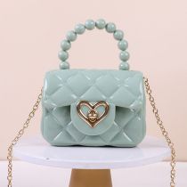 Fashion Lake Blue Pvc Diamond Flap Crossbody Bag