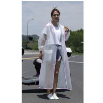 Fashion Semi-transparent Purple Edge Without Backpack Disposable Eva Transparent Hooded Raincoat