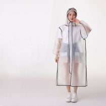 Fashion White With Black Edges Eva Double Brim Adult Raincoat