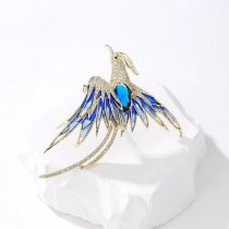 Fashion Blue Brooch Alloy Diamond-drip Phoenix Brooch