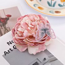 Fashion 5# Rose Red Peony Fabric Flower Hairpin