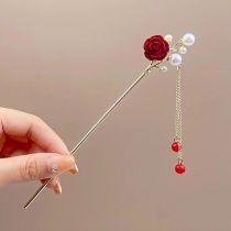 Fashion 6# Pearl Rose Hairpin Metal Flower Hairpin