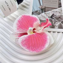 Fashion 2# Pink Phalaenopsis Side Clip Simulated Flower Hairpin
