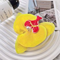 Fashion 3# Yellow Phalaenopsis Edge Clip Simulated Flower Hairpin