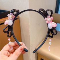 Fashion 8# Pink Flowers Resin Flower Wig Children's Headband