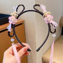 Fashion 13# Pink Flower Ribbon Resin Flower Wig Children's Headband