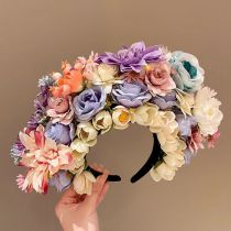 Fashion 5# Purple Flowers Fabric Imitation Hairpin Headband