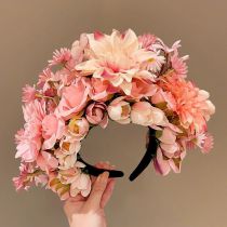 Fashion 2# Pink Flowers Fabric Artificial Flower Headband
