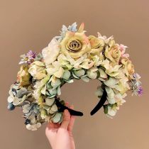 Fashion 6# Green Flowers Fabric Artificial Flower Headband