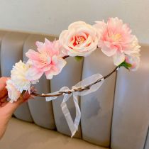 Fashion 10# Pink White Fabric Artificial Flower Headband
