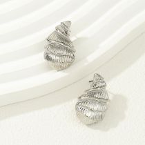 Fashion Silver Copper Spiral Pattern Conch Earrings