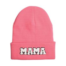 Fashion Mama-pink Beanie Letter Embroidered Knitted Beanie