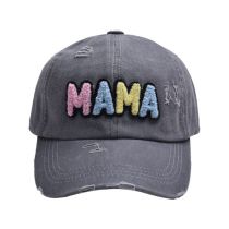 Fashion Gray-color Letters Mama Baseball Cap Colorful Letter Embroidered Baseball Cap