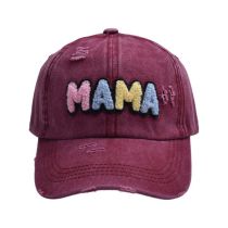 Fashion Burgundy-colored Letters Mama Baseball Cap Colorful Letter Embroidered Baseball Cap