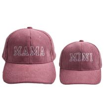 Fashion Leather Pink-parent-child Corduroy Baseball Cap Letter Embroidered Parent-child Baseball Cap