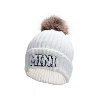 Fashion White-mini Wool Ball Knitted Hat Letter Embroidered Fur Ball Children's Beanie