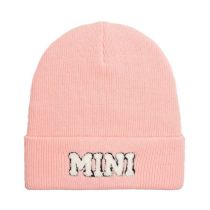 Fashion Light Pink-mini Knitted Hat Letter Embroidered Children's Woolen Hat