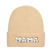 Fashion Soft White-mama Knitted Hat Letter Embroidered Knitted Beanie