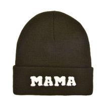 Fashion Dark Army Green-mama Knitted Hat Letter Embroidered Knitted Beanie