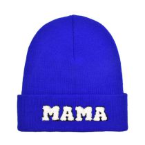 Fashion Lake Blue-mama Knitted Hat Letter Embroidered Knitted Beanie