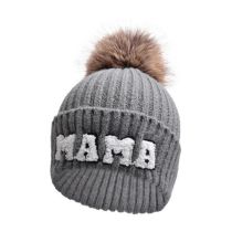 Fashion Dark Gray-mama Woolen Hat Letter Embroidered Knitted Beanie