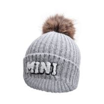Fashion Gray-mini Woolen Hat Letter Embroidery Knitted Children's Beanie