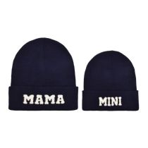 Fashion Navy Blue-parent-child Knitted Hat Letter Embroidered Knitted Parent-child Beanie