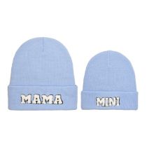 Fashion Sky Blue-parent-child Knitted Hat Letter Embroidered Knitted Parent-child Beanie