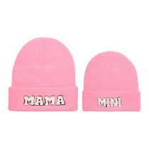 Fashion Dark Pink-parent-child Knitted Hat Letter Embroidered Knitted Parent-child Beanie