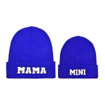 Fashion Royal Blue-parent-child Knitted Hat Letter Embroidered Knitted Parent-child Beanie