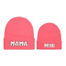 Fashion Sunset Red-parent-child Knitted Hat Letter Embroidered Knitted Parent-child Beanie