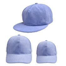 Fashion Light Blue-parent-child Three-piece Set Corduroy Flat Brim Parent-child Baseball Cap Set