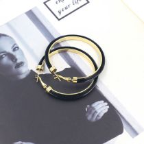 Fashion Black Leather Round Earrings