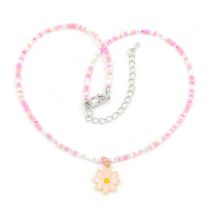 Fashion E#pink Colorful Rice Beads Necklace