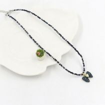 Fashion E# Black Colorful Rice Beads Bow Necklace