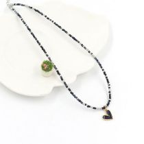 Fashion Black Colorful Rice Beads Flower Necklace