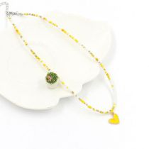 Fashion B#yellow Colorful Rice Beads Flower Necklace