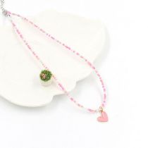 Fashion G#pink Colorful Rice Beads Flower Necklace