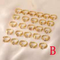 Fashion B Copper Inlaid Zirconium 26 Letter Open Ring