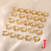 Fashion J Copper Inlaid Zirconium 26 Letter Open Ring