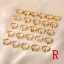 Fashion R Copper Inlaid Zirconium 26 Letter Open Ring