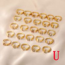 Fashion U Copper Inlaid Zirconium 26 Letter Open Ring