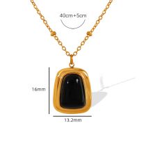 Fashion Black Opal Gold Necklace Trapezoidal Cat Eye Necklace