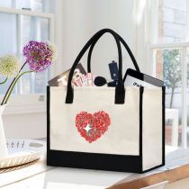 Fashion Rose Heart Canvas Print Large Capacity Tote Bag