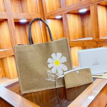 Fashion Small Wrinkled Chrysanthemum Canvas Print Large Capacity Tote Bag